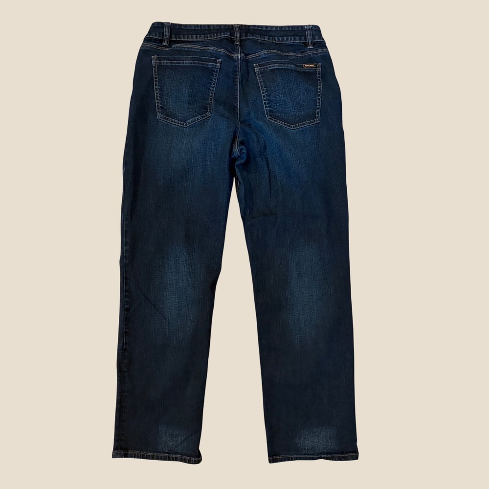 White House Black Market Straight Leg Crop Jeans Dark Wash Size 12 Stretch Denim - Picture 2 of 11